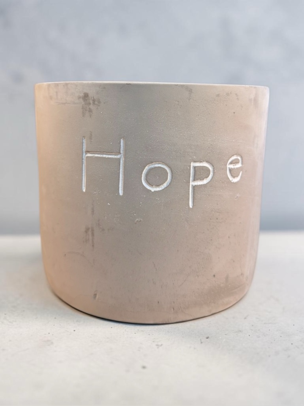 6” Cement Planter “Hope” – Modern Minimalist Heavy Pot